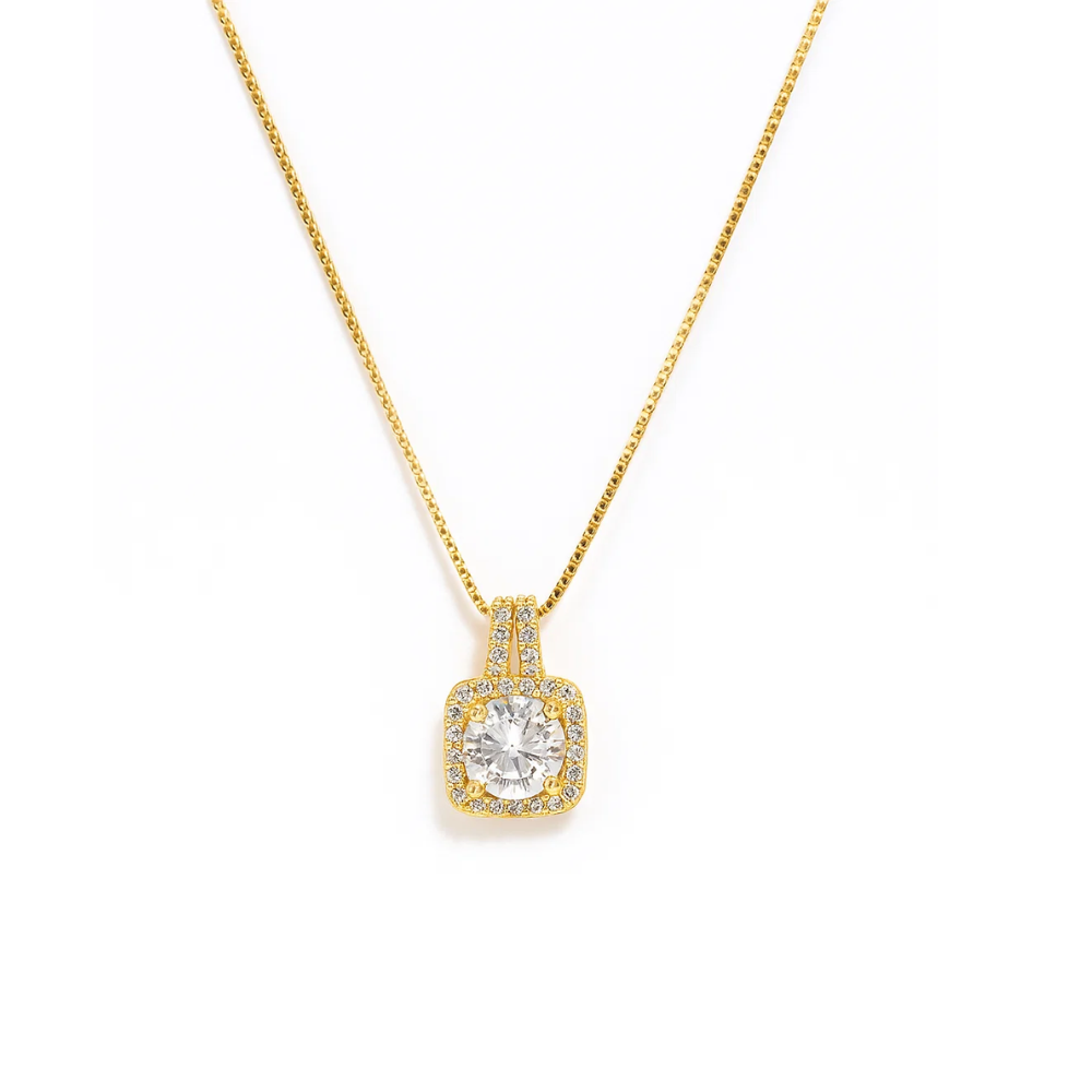 Ariana Gold Halo Necklace and Stud Earring Set
