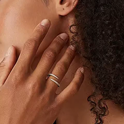 Aurora Modern Open Spiral Ring with AAAAA Cubic Zirconia