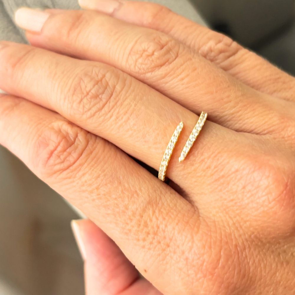 Aurora Modern Open Spiral Ring with AAAAA Cubic Zirconia