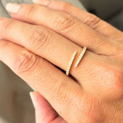 Aurora Modern Open Spiral Ring with AAAAA Cubic Zirconia