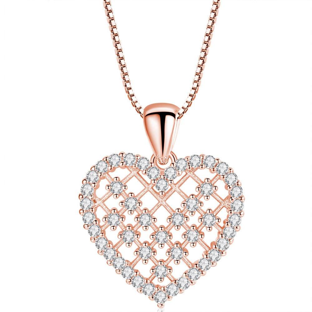 Crystal Heart Necklace Rose