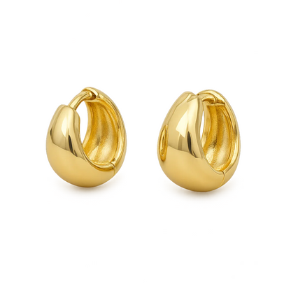 Elena Bold Dome Huggie Hoop Earrings – Gold or Silver