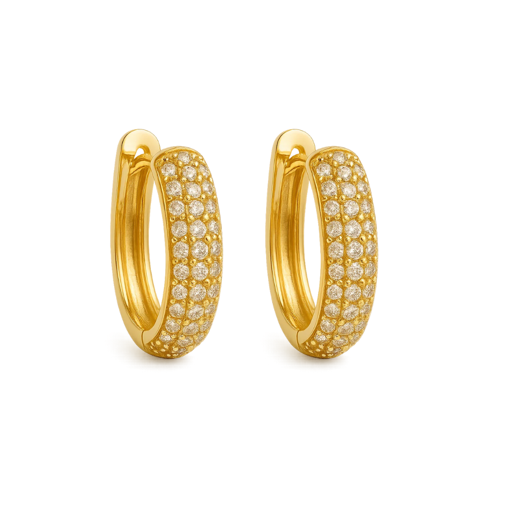 Nadia Pavé Huggie Hoop Earrings – Gold or Silver