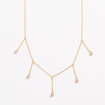 Drop Necklace with Five Cubic Zirconia Stone