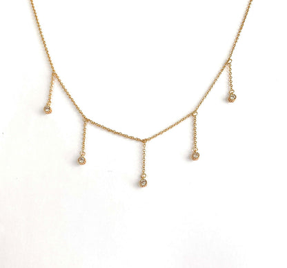 Drop Necklace with Five Cubic Zirconia Stone