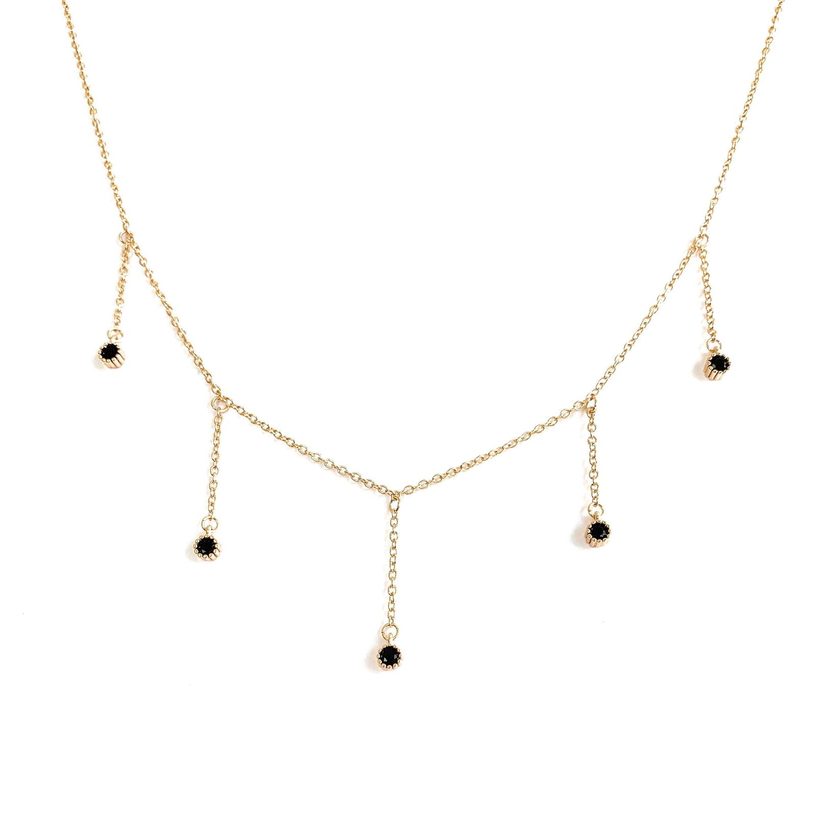 Drop Necklace with Five Cubic Zirconia Stone