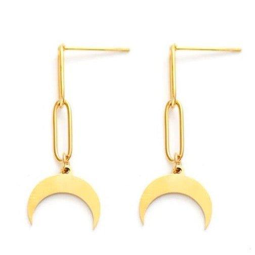 Crescent Moon Dangle Earrings