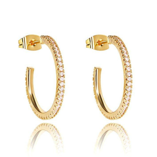 Cubic Zirconia Hoop Earrings Gold