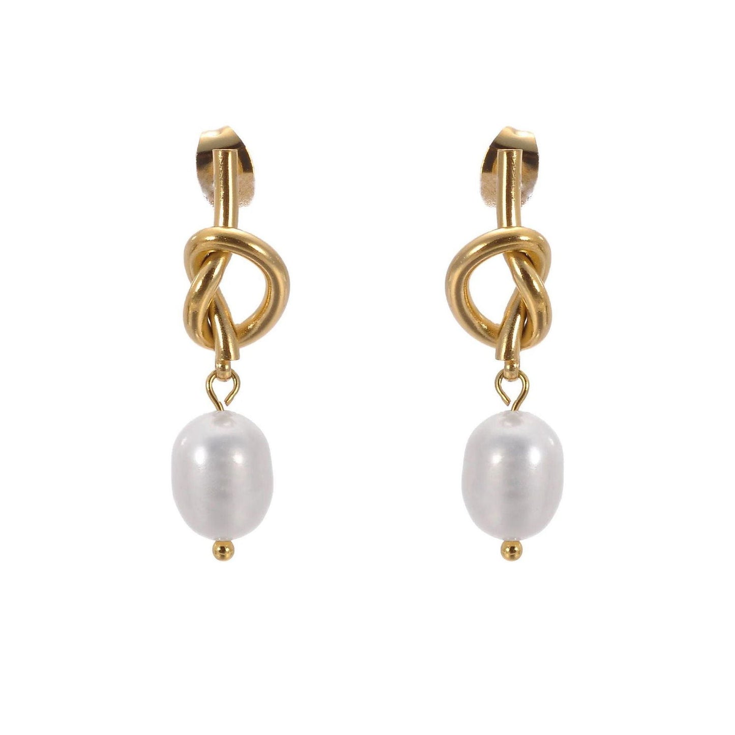 Knot Earrings with Pearl Dangle
