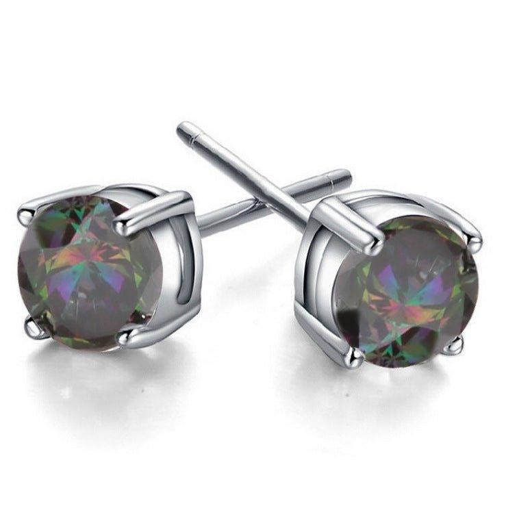 Half Carat Round Cut Topaz Stud Earrings Default Title