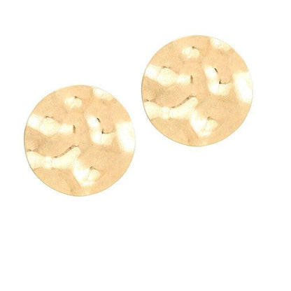 Hammered Disc Stud Earrings Gold