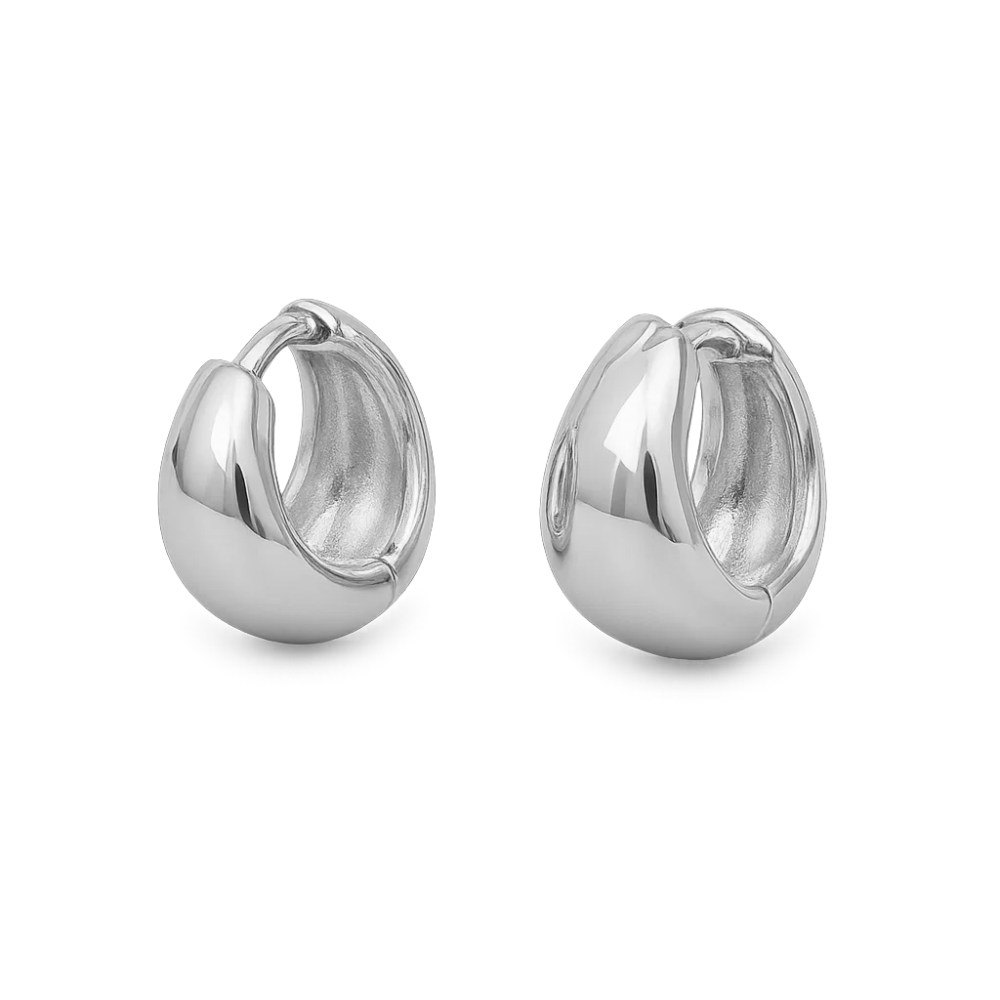 Elena Bold Dome Huggie Hoop Earrings – Gold or Silver