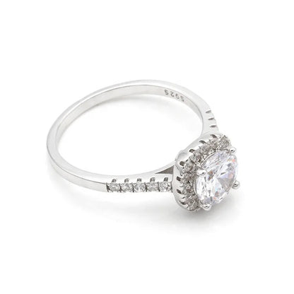 5/8 CTW Brilliance: White Diamond Round Cubic Zirconia Halo Adjustable Ring