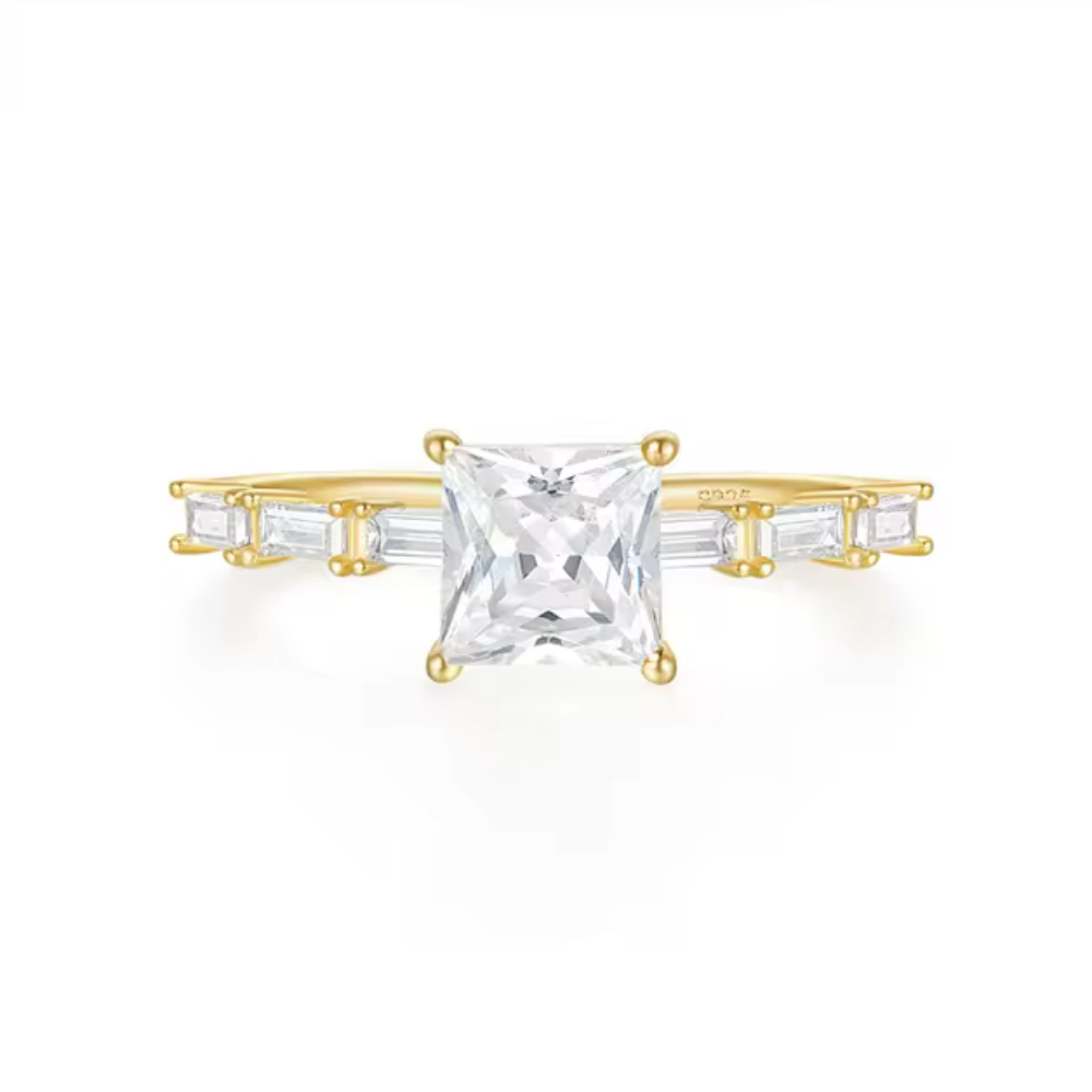 Lumina Luxurious Ring with Princess-Cut AAAAA Cubic Zirconia 8