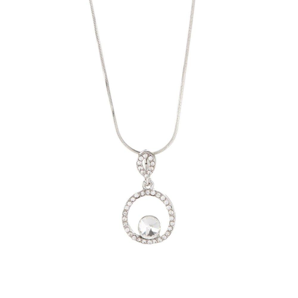 Pave Circle Crystal Pendant Necklace