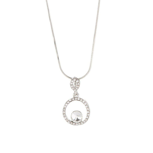 Pave Circle Crystal Pendant Necklace