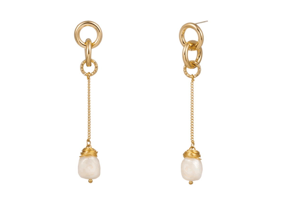 Pearls Drop Earrings with Baroque Freshwater Pearl