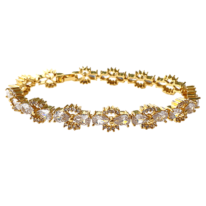 Bow Tie Cubic Zirconia Tennis Bracelets with Pear Cut White Diamond Cubic Zirconia Gold