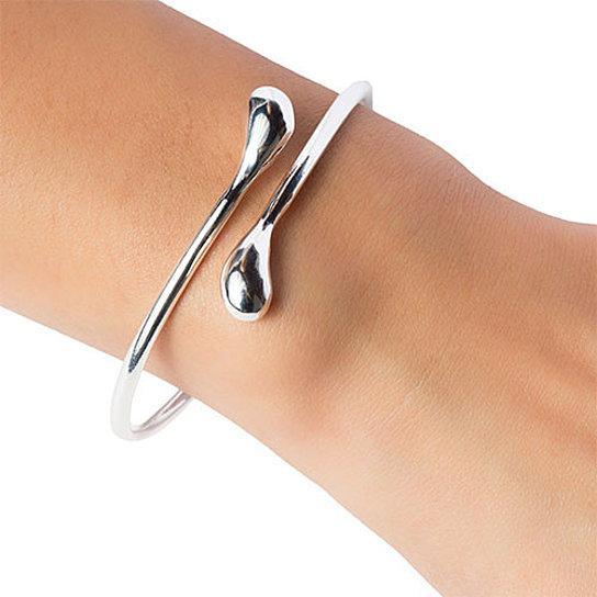 Isabella Gold Plated Teardrop Open Wrap Bangle Bracelet