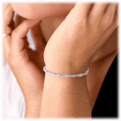 Square Tennis Bracelet with White Diamond Cubic Zirconia
