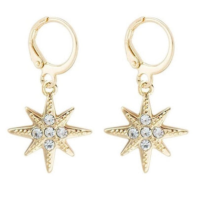 Gold Star Dangle Earrings for Women