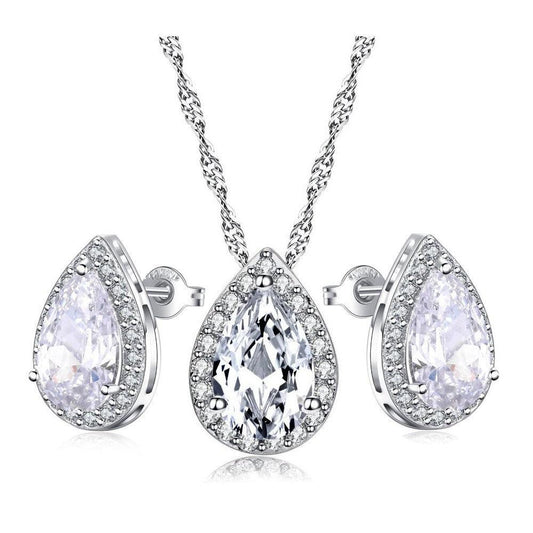 Teardrop Crystal Necklace and Teardrop Crystal Earring Set Default Title