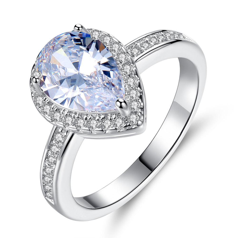 Halo Pear Cut Ring Cubic Zirconia 8