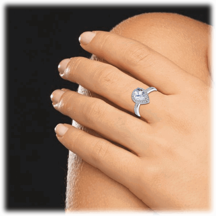 Halo Pear Cut Ring Cubic Zirconia