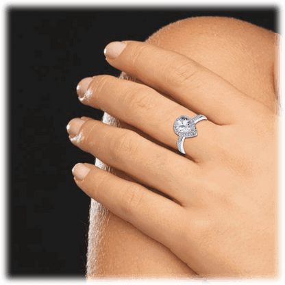 Halo Pear Cut Ring Cubic Zirconia