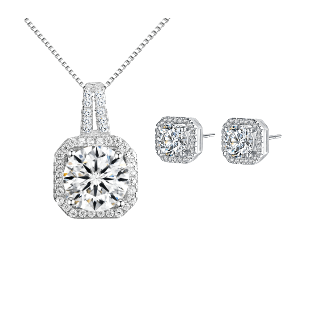 Ariana Gold Halo Necklace and Stud Earring Set