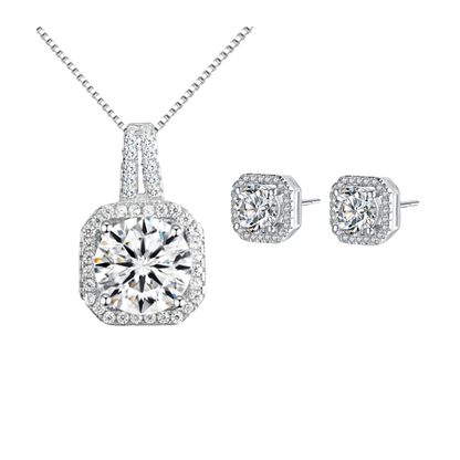 Ariana Gold Halo Necklace and Stud Earring Set
