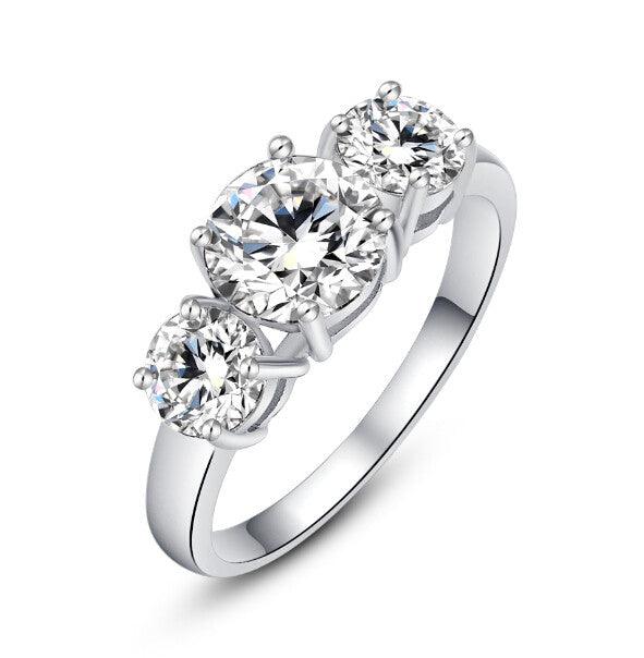 Blair Three Stone Cubic Zirconia Ring Silver