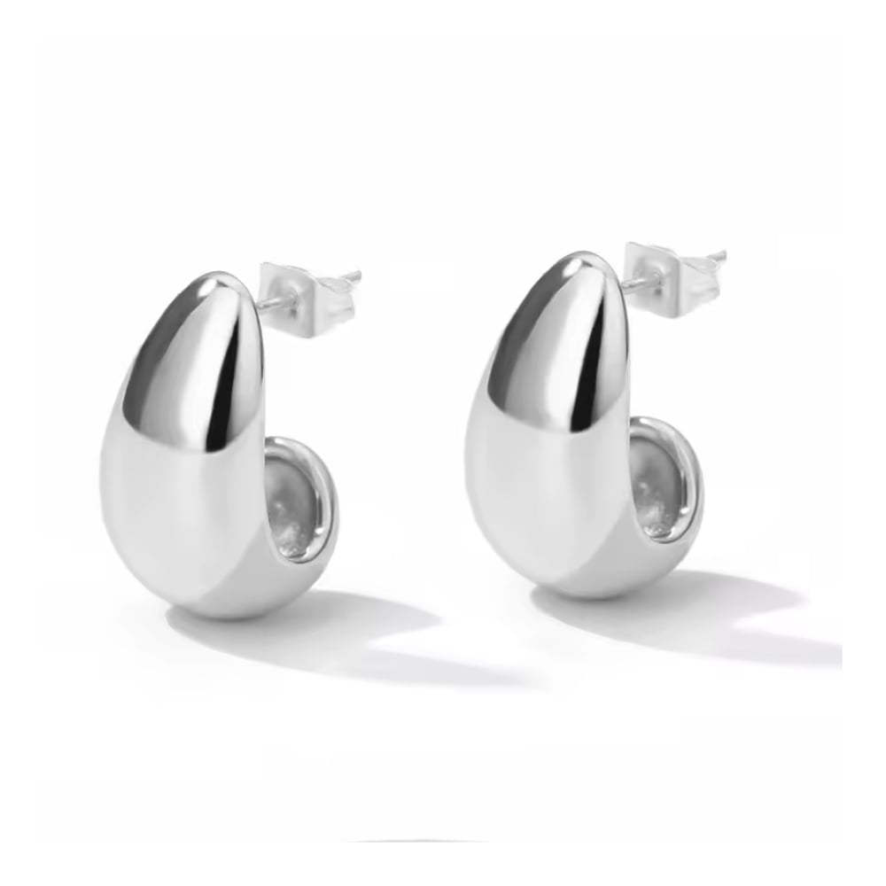 Dome Huggie Teardrop Earrings