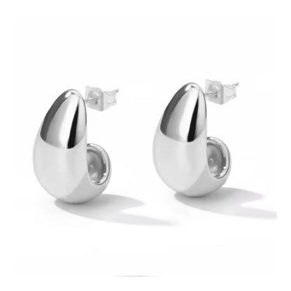 Dome Huggie Teardrop Earrings