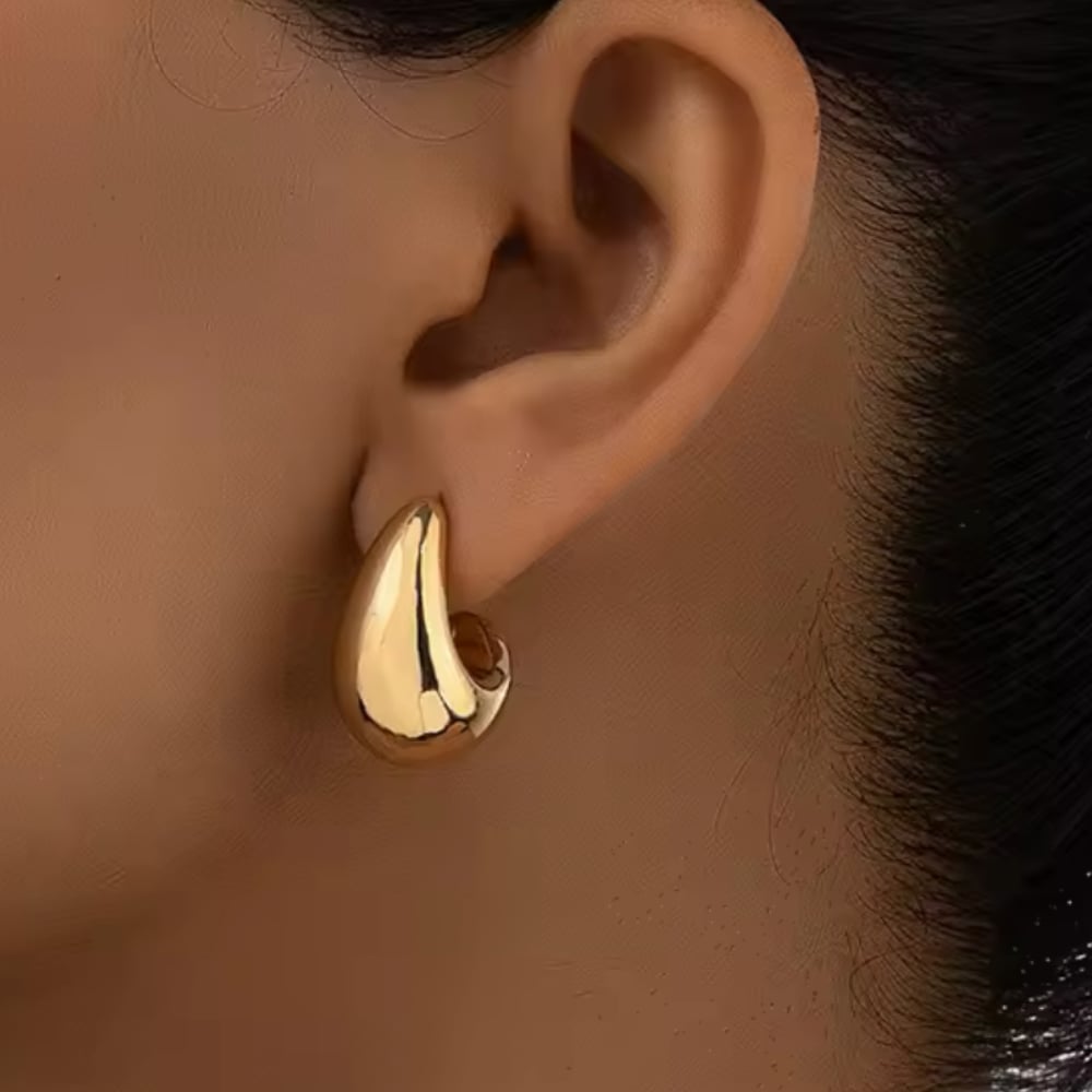 Dome Huggie Teardrop Earrings