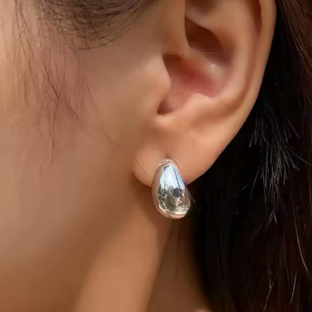Dome Huggie Teardrop Earrings