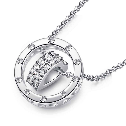 Silver Heart Necklace with Cubic Zirconia Stones-Hollywood Sensation®