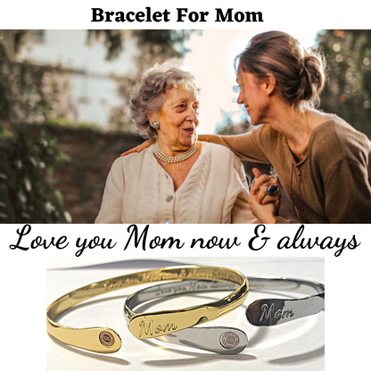 Mom Bracelets Engraved Bracelets Love you Mom now & always-Hollywood Sensation®
