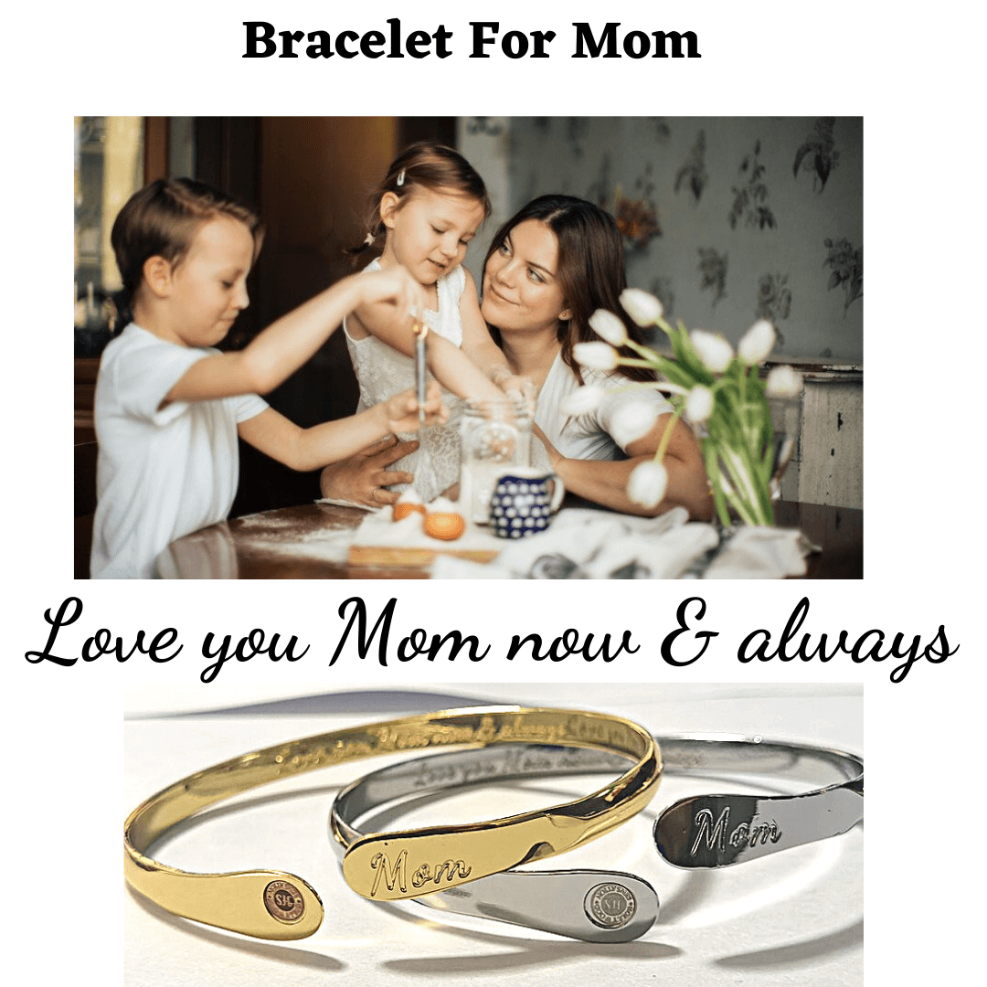 Mom Bracelets Engraved Bracelets Love you Mom now & always-Hollywood Sensation®