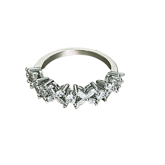 XO Ring with Round and Marquise Cut White Diamond Cubic Zirconia-Hollywood Sensation®