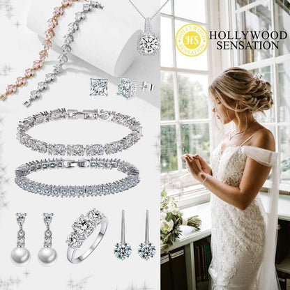 Cubic Zirconia J Hoop Earrings in Gold or Silver-Hollywood Sensation®