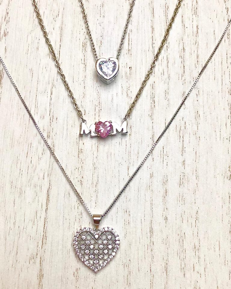 Mom Necklace with Pink Cubic Zirconia-Hollywood Sensation®