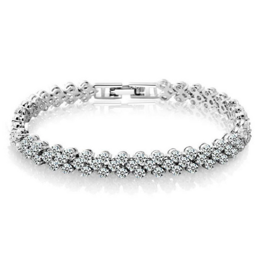 White Gold and Cubic Zirconia Tennis Bracelet for Women-Hollywood Sensation®