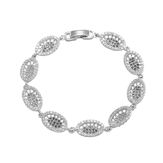 Oval Link Bracelet with White Diamond Cubic Zirconia-Hollywood Sensation®