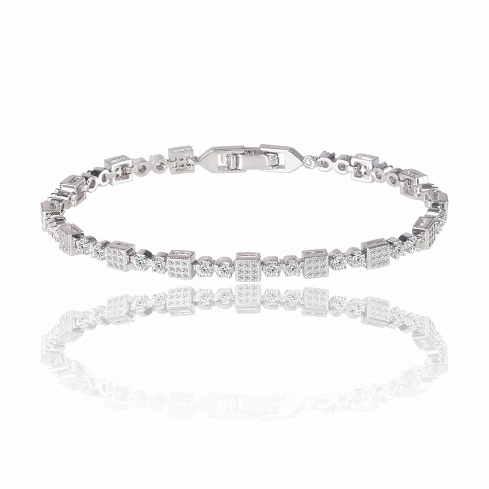 Square Tennis Bracelet for Women with White Diamond Cubic Zirconia-Hollywood Sensation®