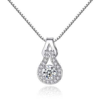 White Gold Crystal Infinity Pendant Necklace for Women-Hollywood Sensation®