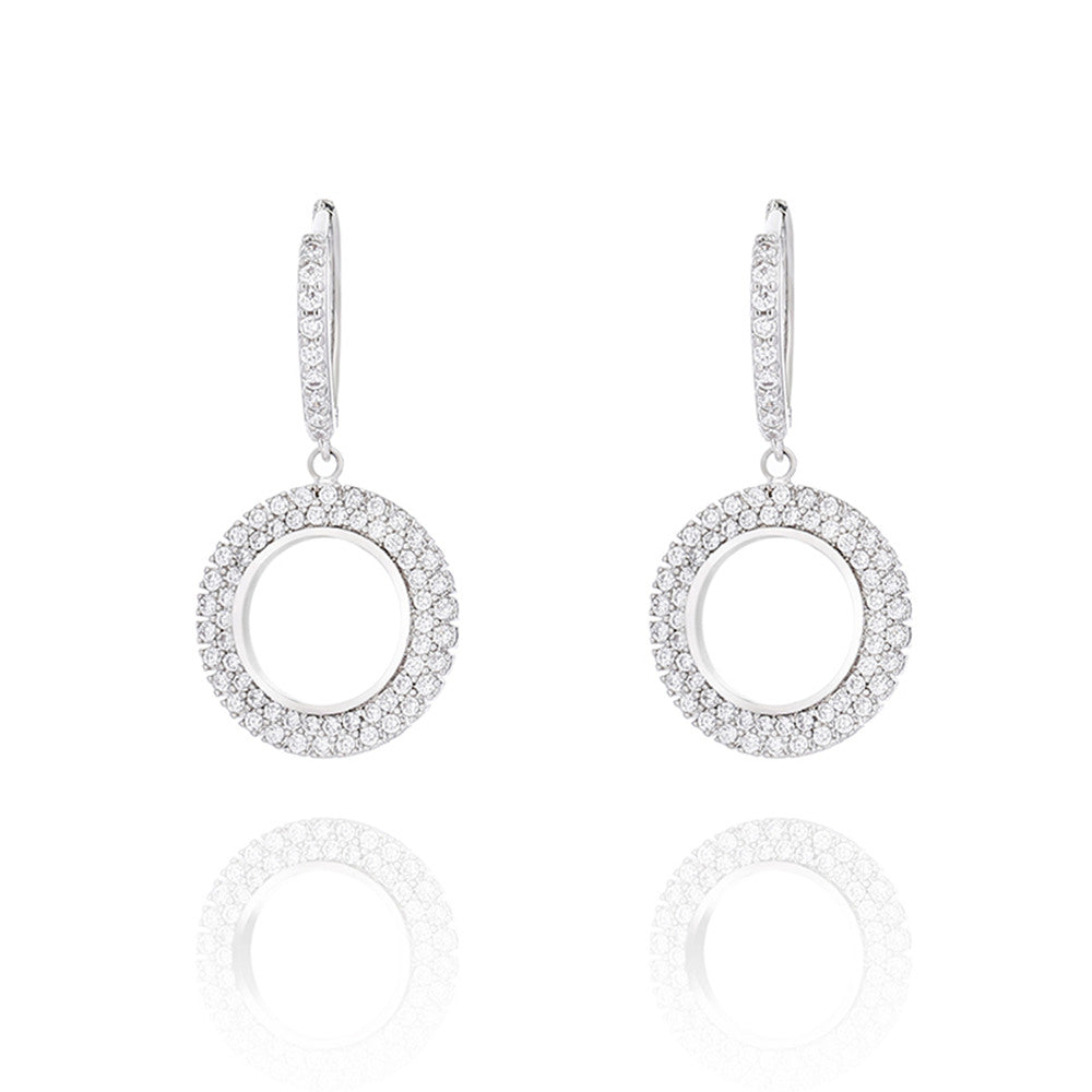 White Gold Cubic Zirconia Dangle Earrings for Women-Hollywood Sensation®