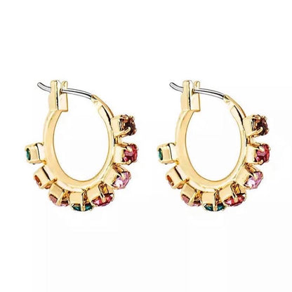 Rainbow Huggie Earrings for Women in Gold with Cubic Zirconia Stones-Hollywood Sensation®