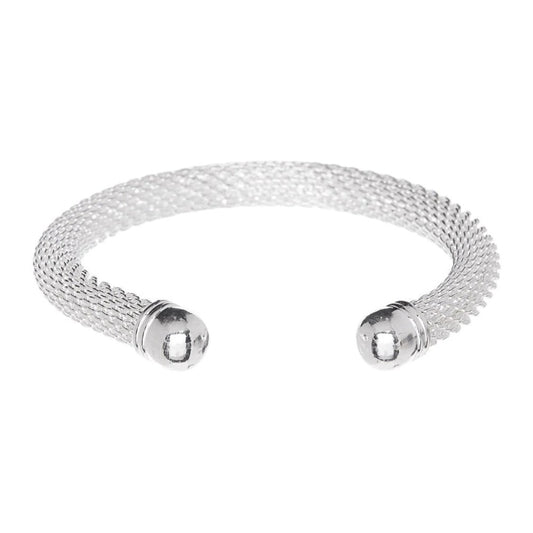 Silver Woven Bangle Bracelet for Women by Hollywood Sensation-Hollywood Sensation®