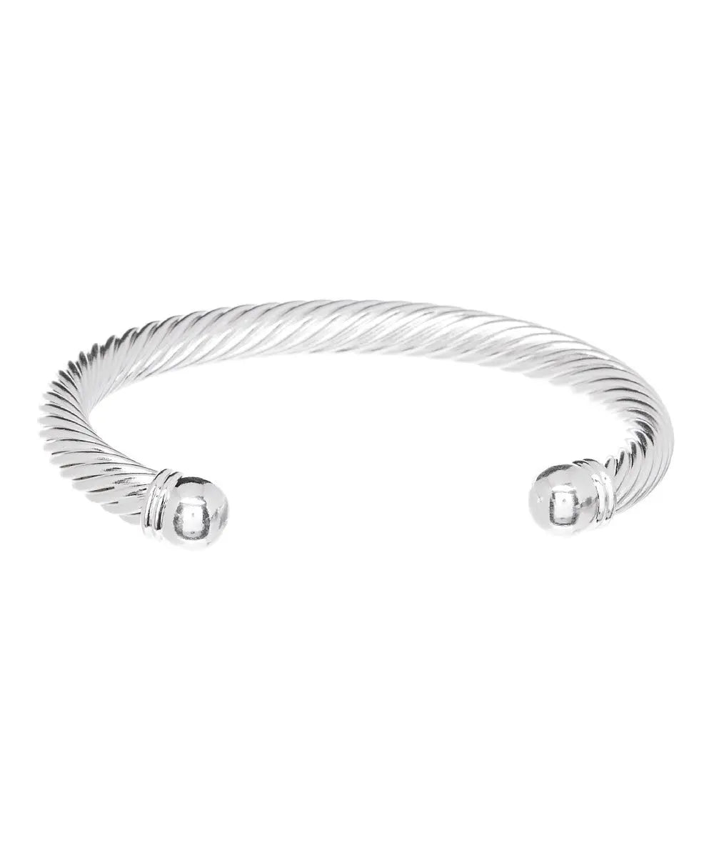 Sterling Silver Twisted Cuff Bangle Bracelet-Hollywood Sensation®